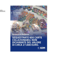 Sequestrate oltre 600 carte da collezione non dichiarate all’aeroporto di Malpensa