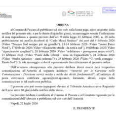 Pescara/Elezioni, delibera Agcom sanzione solo per alcuni contenuti sul profilo del Sindaco
