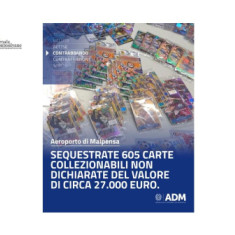 Sequestrate oltre 600 carte da collezione non dichiarate all’aeroporto di Malpensa
