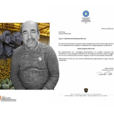 FIAF premia Gianni Iovacchini con l'onorificenza di Artista Fotografo Italiano (AFI)