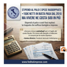 Dal 2010 a oggi crescita retribuzioni non tiene il passo con l'aumento del costo della vita
