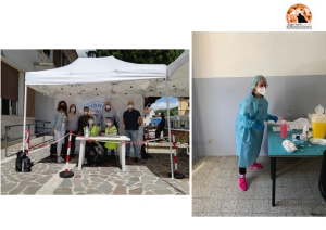 Lo staff di Bolognano nella sede Covid