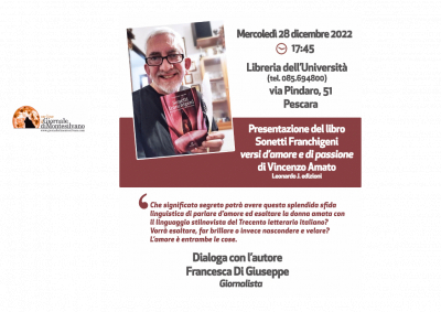 “Sonetti franchigeni”, il libro dell’abruzzese Vincenzo Amato a Pescara