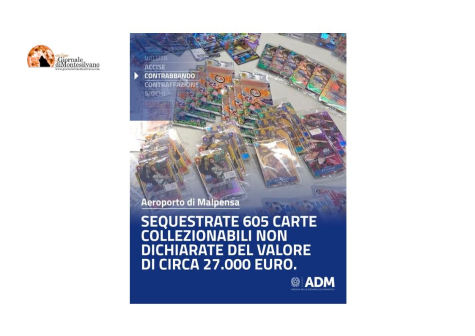 Sequestrate oltre 600 carte da collezione non dichiarate all’aeroporto di Malpensa