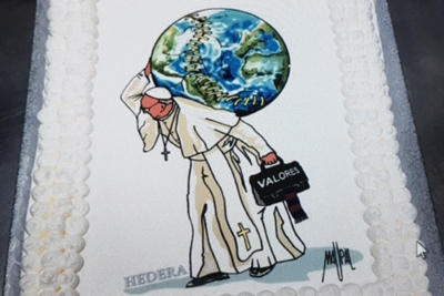 torta per il Papa firmata da Maupal street artist
