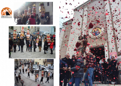 Quadri, festa di San Sebastiano, la sfilata unica delle conche pieno di cibarie.