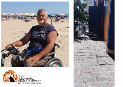 Antonio Prosperi e ingresso disabili Municipio con escrementi di piccione