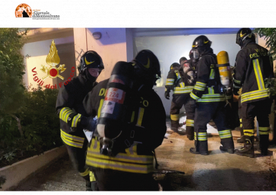 Moscufo, una rimessa in fiamme. Intervento dei Vigili del fuoco seda l'incendio.