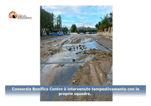 Rosciano. Colonna d'acqua dal terreno e strade invase da acqua e detriti