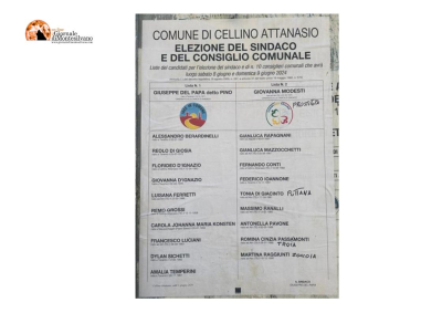 Cellino Attanasio, insulti e offese sessiste sul manifesto elettorale di una delle liste in corsa.