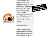 copia messaggio di minaccia pubblicato dalla Polizia