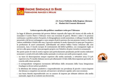 Lettera aperta alla politica: cambiare rotta per l’Abruzzo