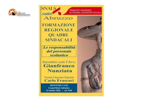Montesilvano/SNALS Abruzzo, formazione regionale per i quadri sindacali
