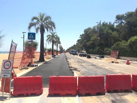 Montesilvano/lavori sul Lungomare, pista ciclabile fino a tre metri.