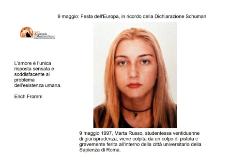 9 maggio: nel 1997 un colpo di pistola colpisce Marta Russo alla Sapienza.