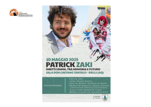 Patrick Zaki ad Aielli, "ci insegna che anche le realtà più piccole possono sostenere chi lotta per i diritti e per la libertà"