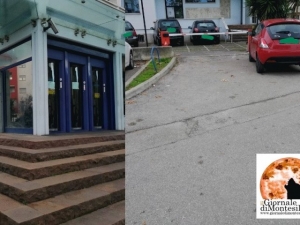 La banca dove è avvenuta la rapina e il parcheggio dove era fermo il portavalori