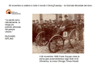 28 Novembre. E' il giorno del dono. Da Magellano alla prima gara di automobili.