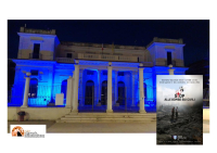 Stop guerre. Kursaal illuminato ieri di blu per onorare le vittime civili.