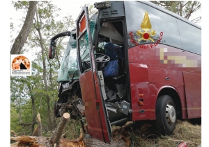 Vicoli, incidente: pulman va fuori strada