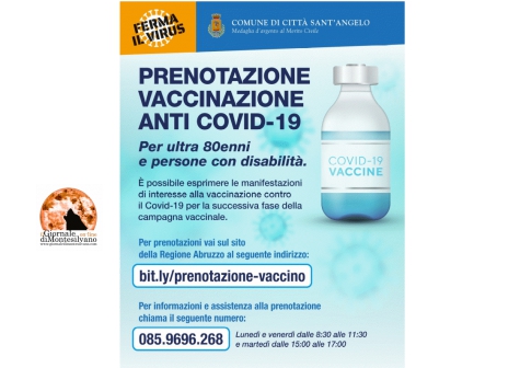 Città Sant'Angelo, numero di telefono per prenotare vaccino