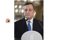 Mario Draghi e Mara Carfagna all'inaugurazione del Parco della Memoria a L'Aquila
