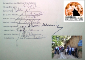 nella foto le firme dei candidati sindaci del 2014