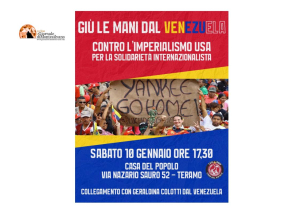 "Giù le mani dal Venezuela", collegamento con Geraldina Collotti da Caracas