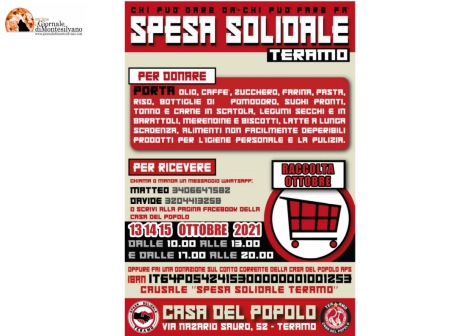 Teramo/Spesa solidale, la Casa del Popolo domani raccoglie alimenti e farmaci