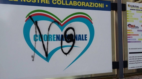 Pescara, ignoti imbrattano il simbolo di Cuore nazionale Abruzzo