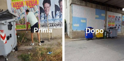 l'area ripulita prima e dopo