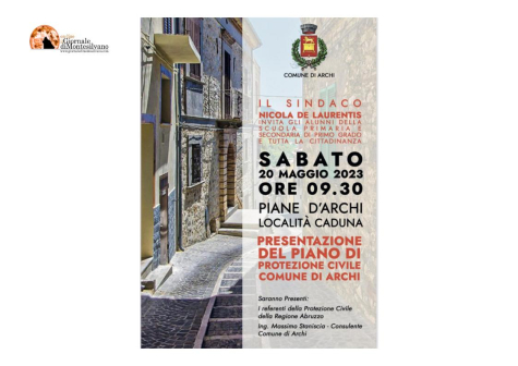 Il Comune di Archi presenta il Piano di Protezione Civile