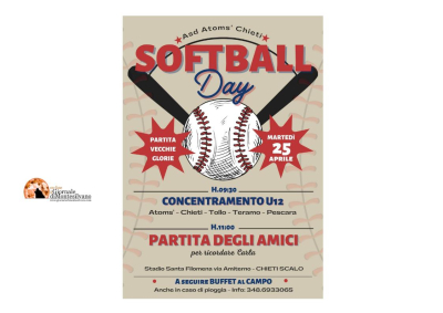 Softball Day: il 25 aprile a Chieti con le vecchie glorie dell’Atoms’