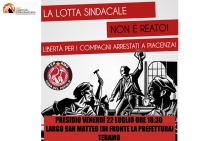 Teramo. Presidio per i sindacalisti arrestati a Piacenza.