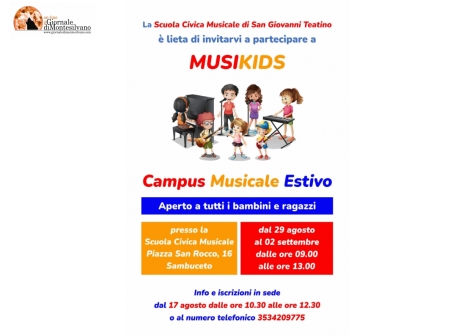 San Giovanni Teatino, arriva il Campus Musicale Estivo “Musikids”