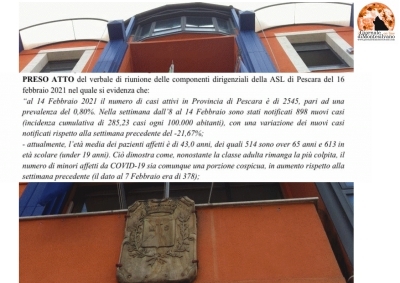 estratto dalla relazione ASL verbale di riunione di oggi