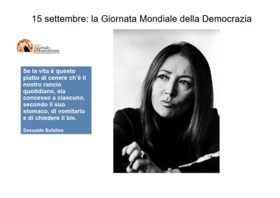 15 settembre: addio Oriana, l'inizio della crisi mondiale. Giornata della Democrazia.